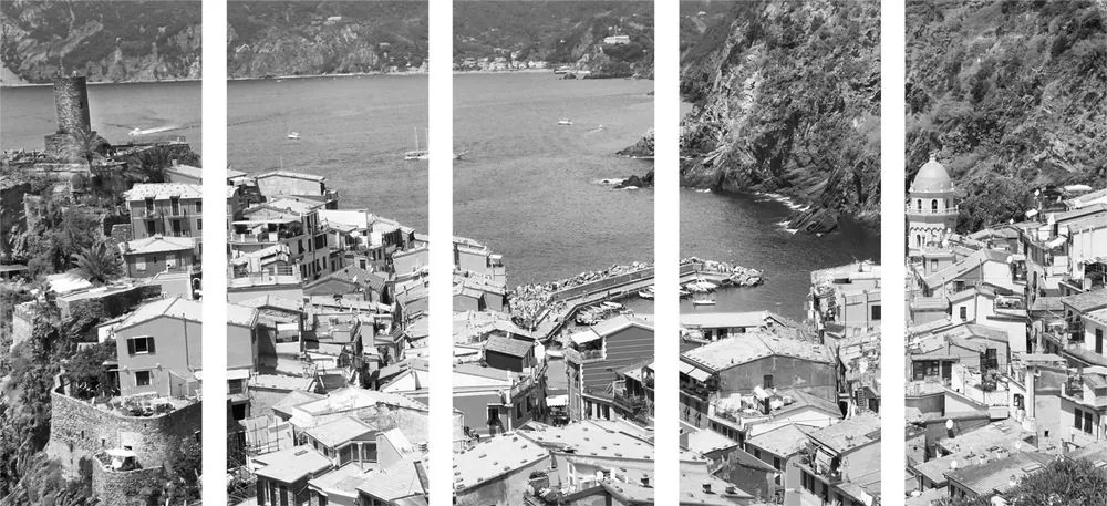 Quadri 5 pezzi – Costa d'Italia in bianco e nero