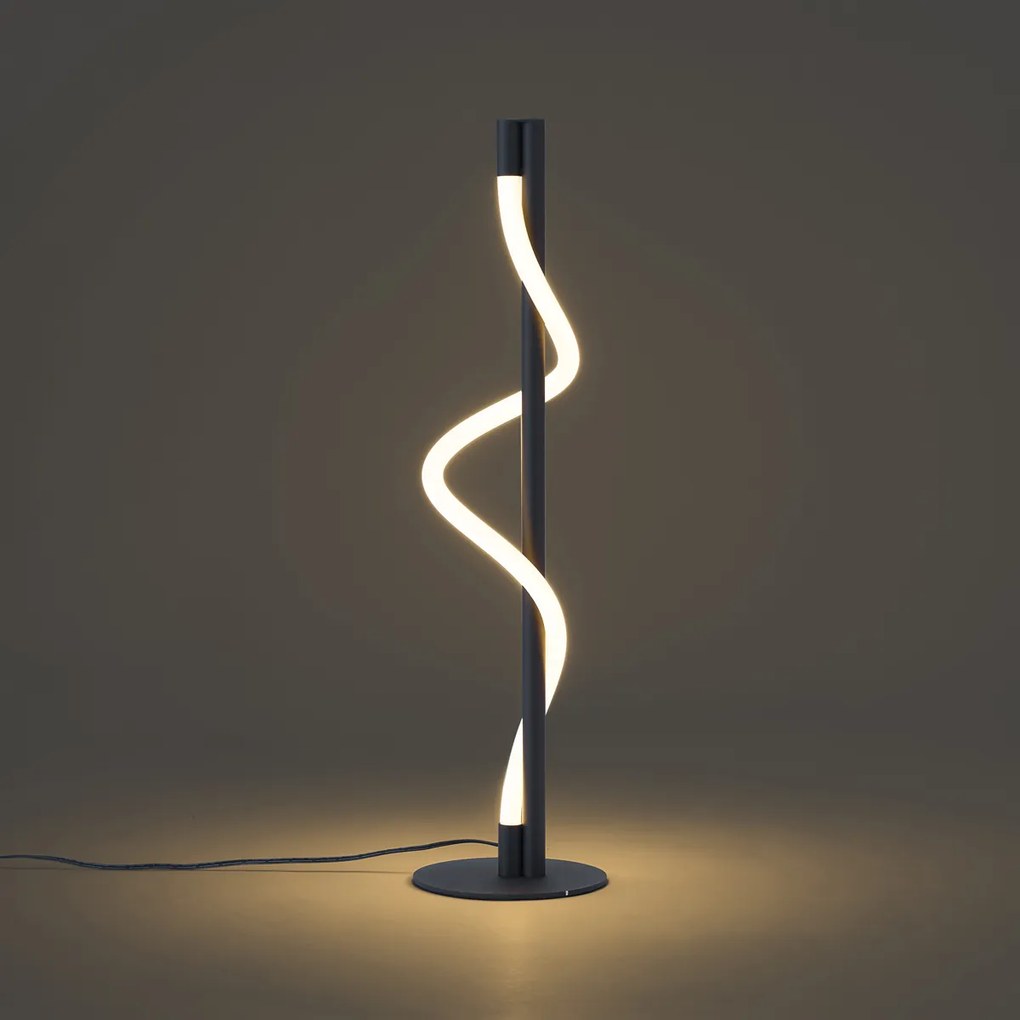 Lampada da tavolo moderna nera con LED dimmerabile a 3 livelli - Twirl