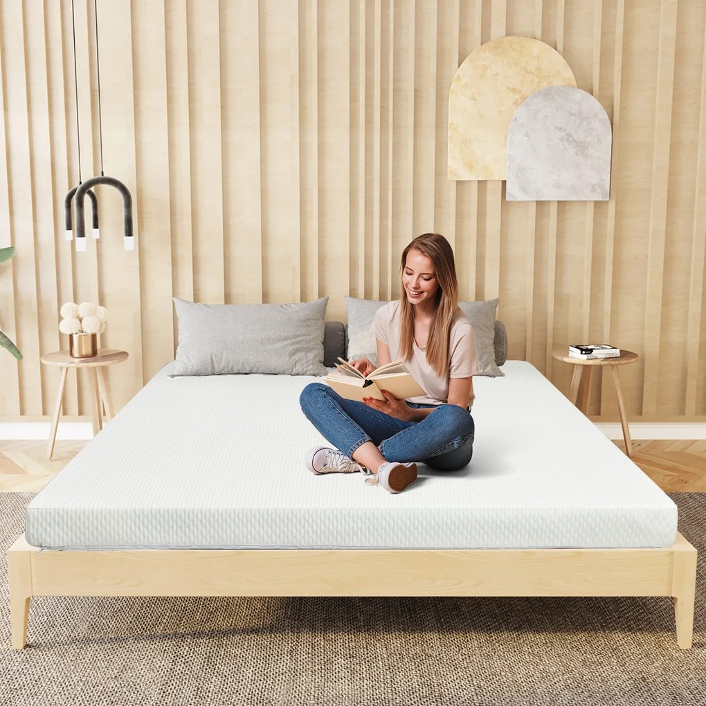 Costway Topper materasso matrimoniale con gel rinfrescante per dormire, Cuscinetto morbido per materasso 140x200x5cm
