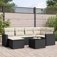 Set Divani da Giardino con Cuscini 7pz Nero Polyrattan 3219256