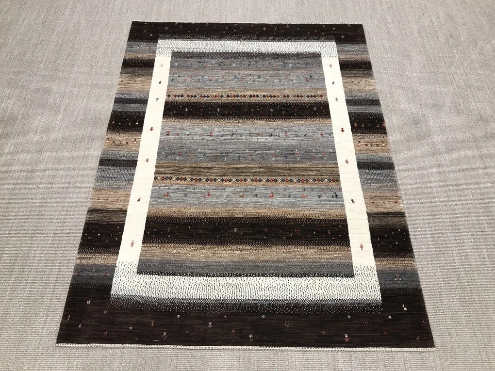 Loribaft Tappeto 160 x 210 Grigio (Iran) Annodato A Mano