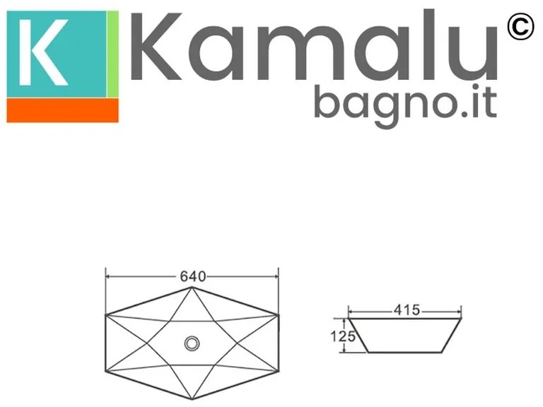 Kamalu - lavabo da appoggio 64cm esagonale bianco | litos-k64