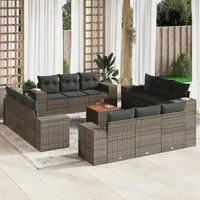 Set Divani da Giardino 13 pz con Cuscini Grigio in Polyrattan 3257712