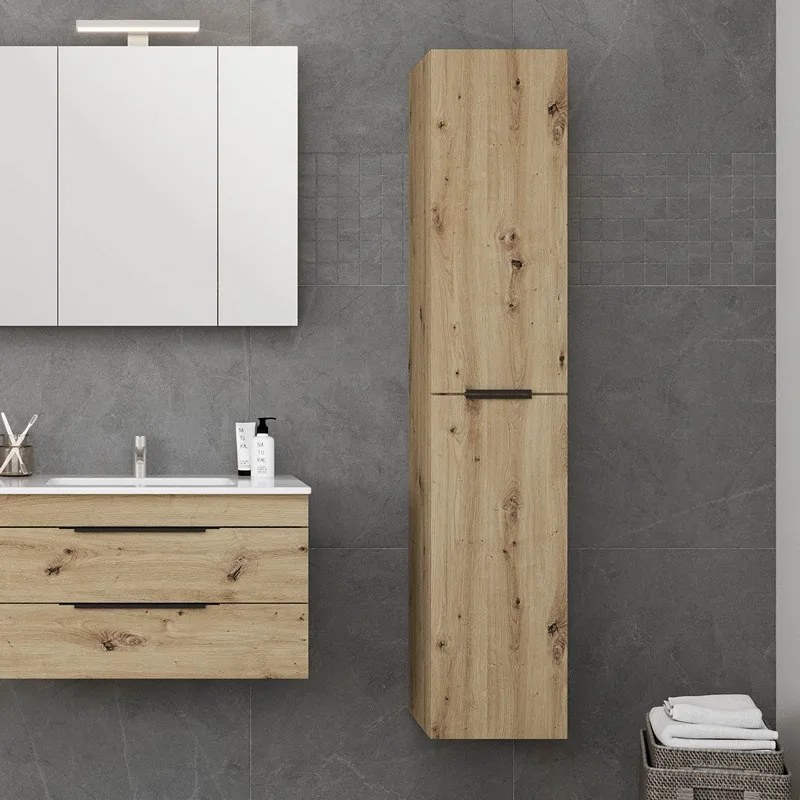 Kamalu - Colonna bagno 166 cm a due ante in rovere naturale | LAC-EFESTO-80