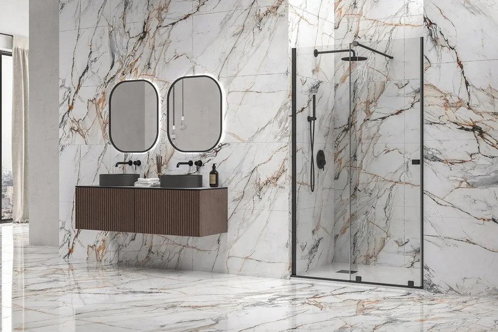 Porta doccia color nero scorrevole 120 cm senza telaio | KNM4000N - KAMALU