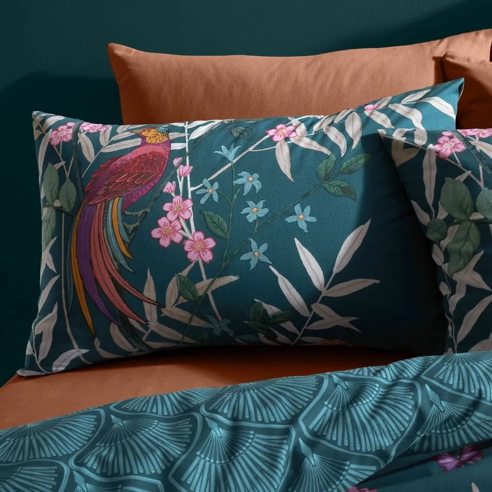 Biancheria verde per letto matrimoniale 200x200 cm Tropical Floral Birds - Catherine Lansfield