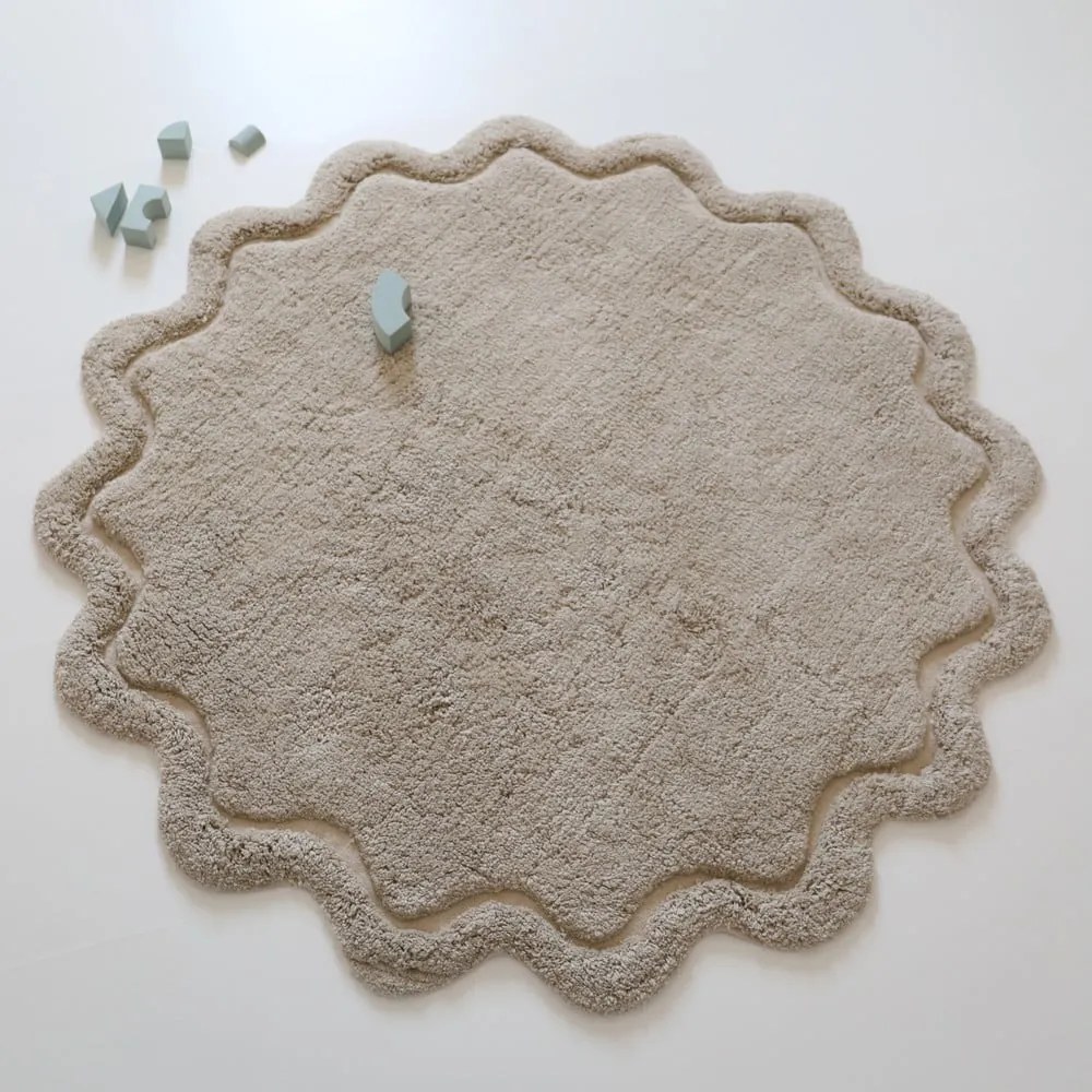 Tappeto rotondo beige in cotone lavabile e tessuto a mano ø 110 cm Sweet April Lin – Nattiot
