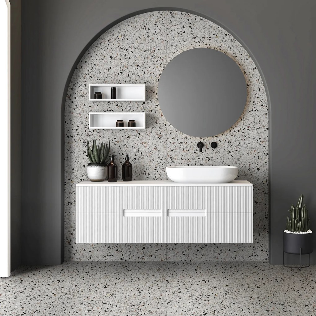 Gres Porcellanato Effetto Pietra Terrazzo Bianco 60X60 - Emyw1131