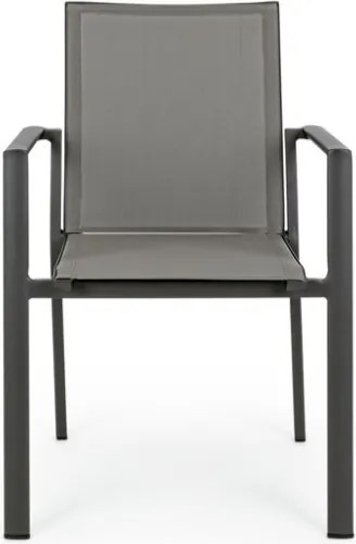 Set 4 Sedie Da Esterno Antracite In Alluminio E Textilene Con Braccioli Konnor Bizzotto