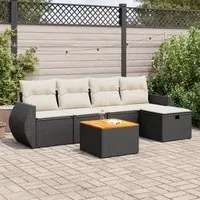 Set Divano da Giardino 6 pz con Cuscini Nero in Polyrattan 3325836