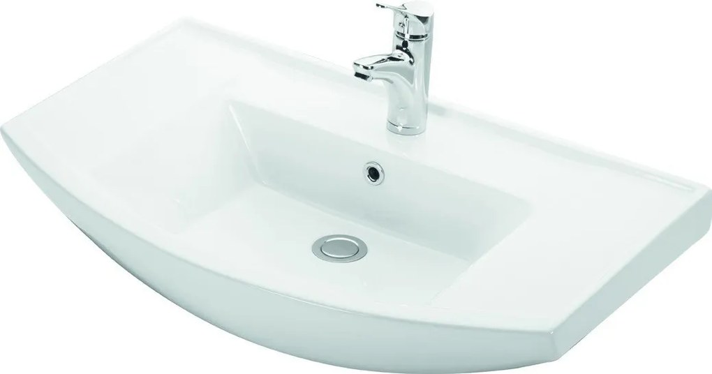 Lavabo bagno sospeso 80 cm in ceramica Litos-BN80 - KAMALU