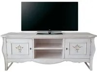 Porta tv legno shabby bianco anticato decori 160x50x61 - Mobili 2G