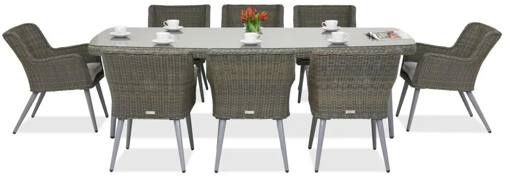 Set di mobili da pranzo esclusivo Cordoba per 8 persone con un grande tavolo Garden Point grigio