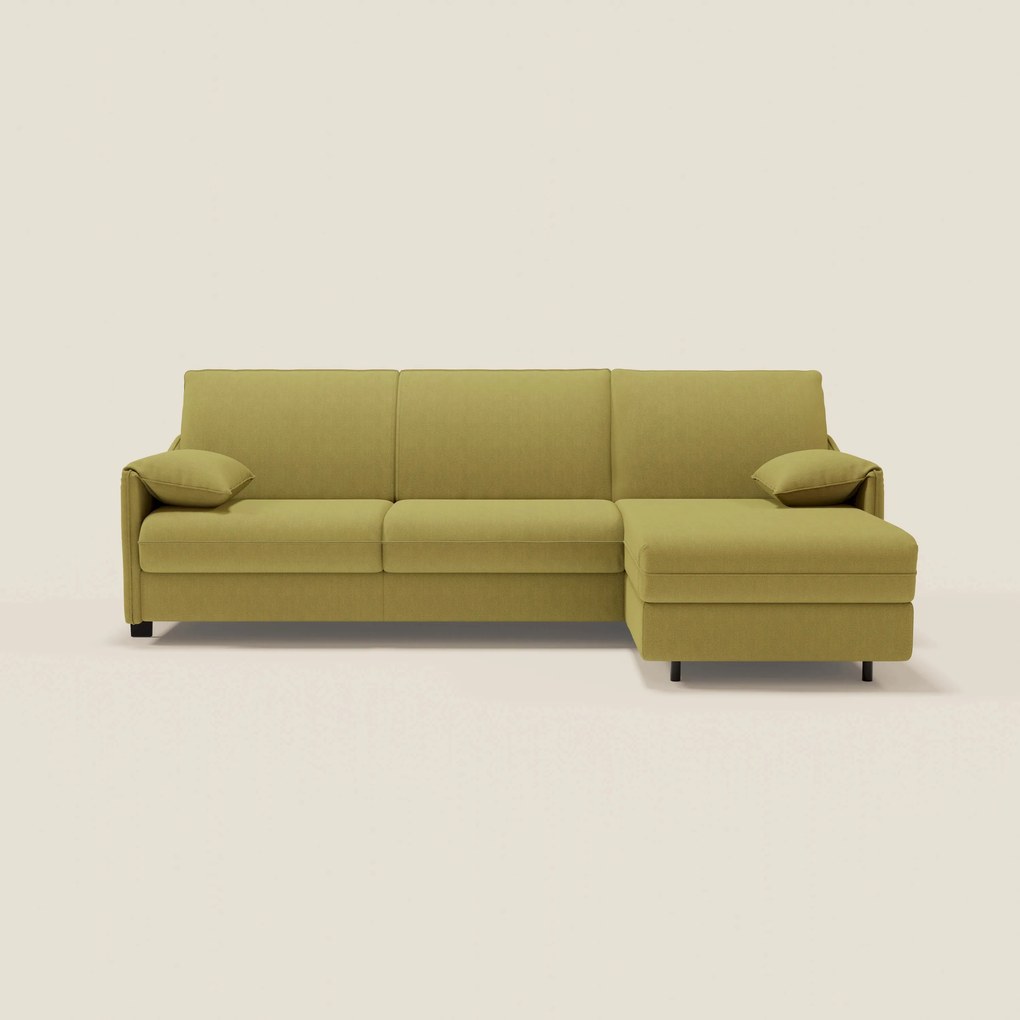 Primula divano letto angolare con materasso H18 cm - penisola contenitore in tessuto smacchiabile T05