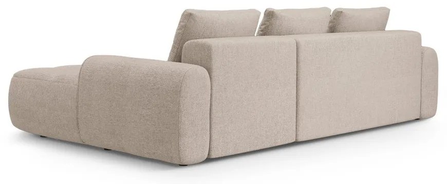 Divano angolare marrone chiaro allungabile/con contenitore (con penisola a destra/con chaise lounge) Linz – Cosmopolitan Design