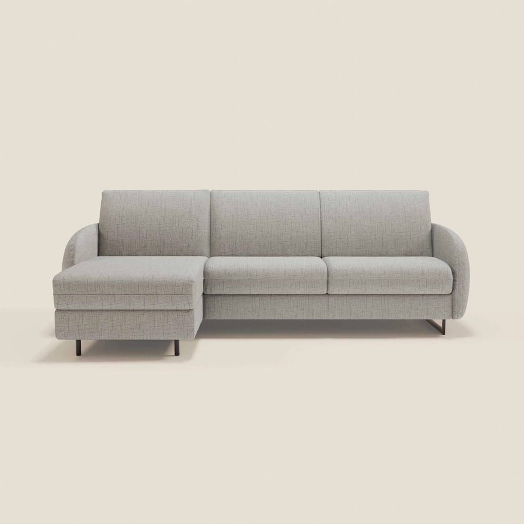 Ninfea Divano Letto Angolare con Penisola Contenitore e Materasso H18 cm - piedini in metallo e Tessuto impermeabile T03
