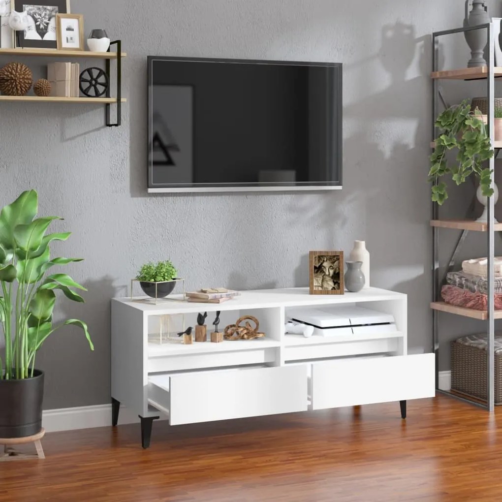 Mobile porta tv bianco 100x34,5x44,5 cm in legno multistrato