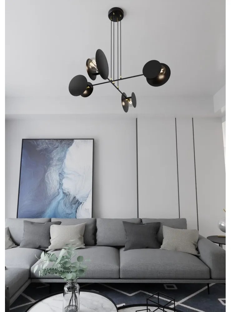 Lampadario a Sospensione in Acciaio IDEA 4 Nero/Bianco 4xE27 Colore del corpo Nero