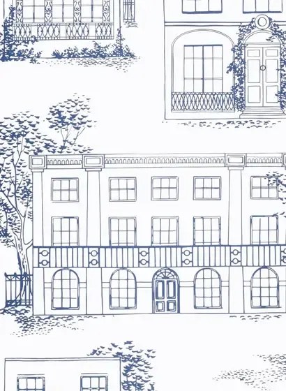 Little Greene Carta da parati Hampstead - Mid Blue
