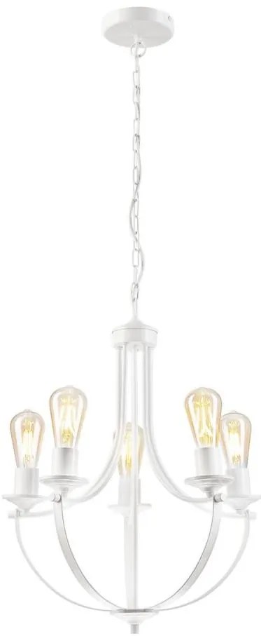 Lampadario a sospensione con catena GINA 5xE27/60W/230V bianco