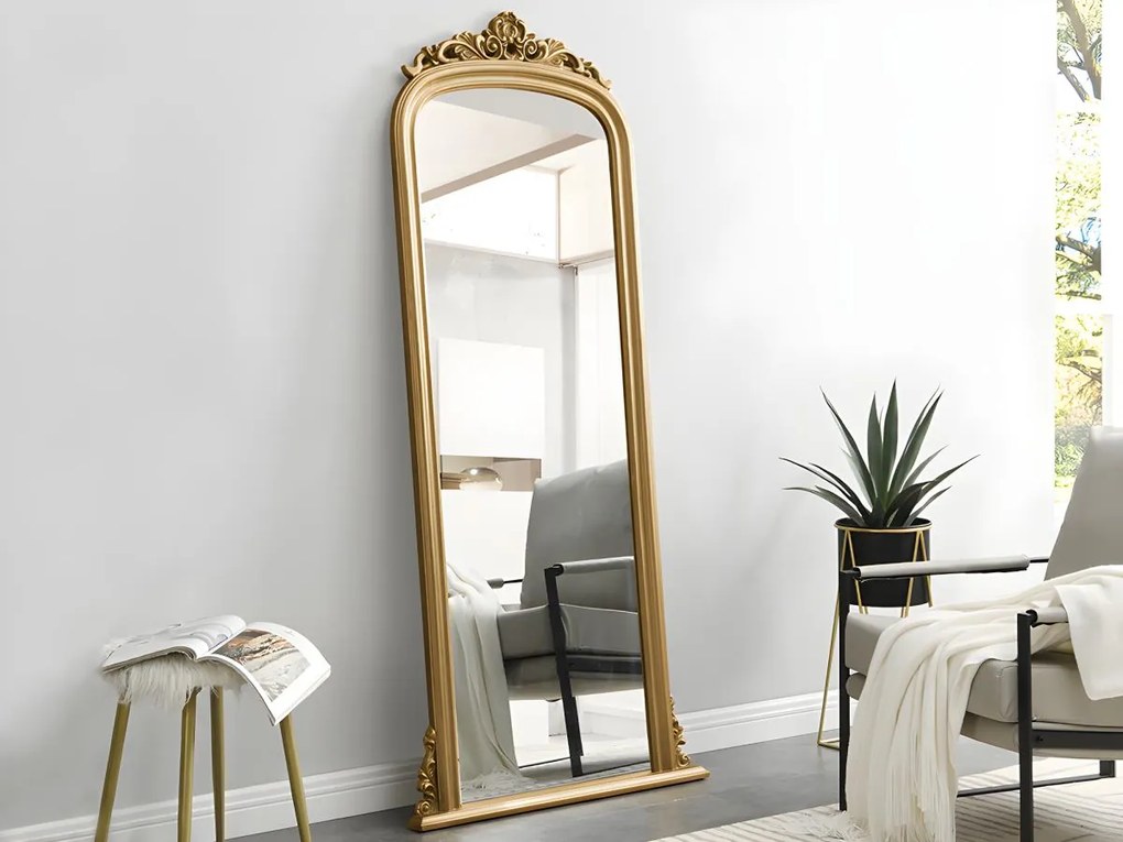 Specchio grande Legno di Paulownia H180 cm Dorato - MERRY