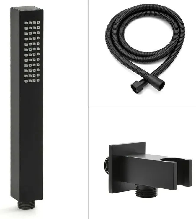 Kit doccia incasso con soffione 30x20 e set completo nero opaco Lotus