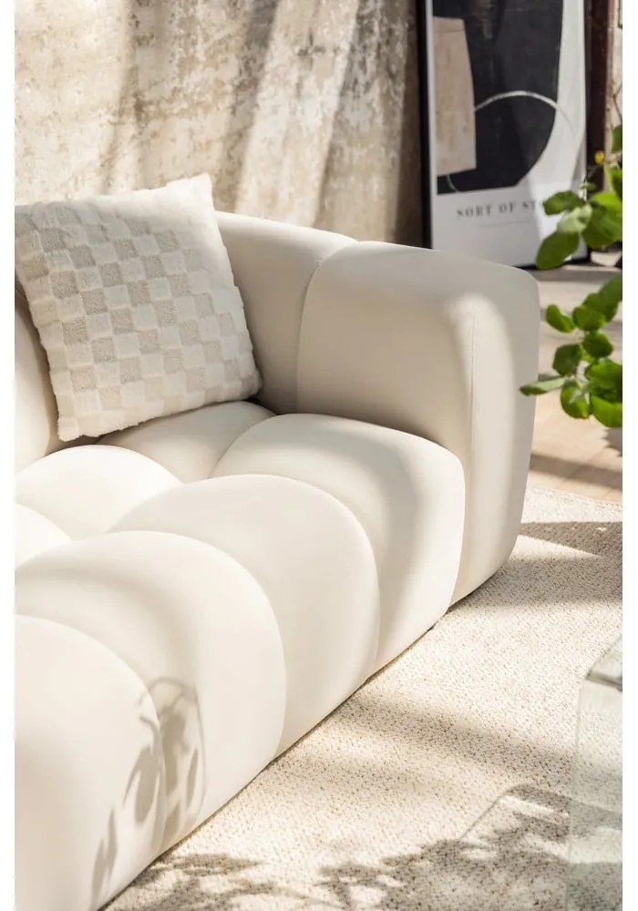 Divano color crema con rivestimento in velluto 225 cm Cube – Bonami Selection