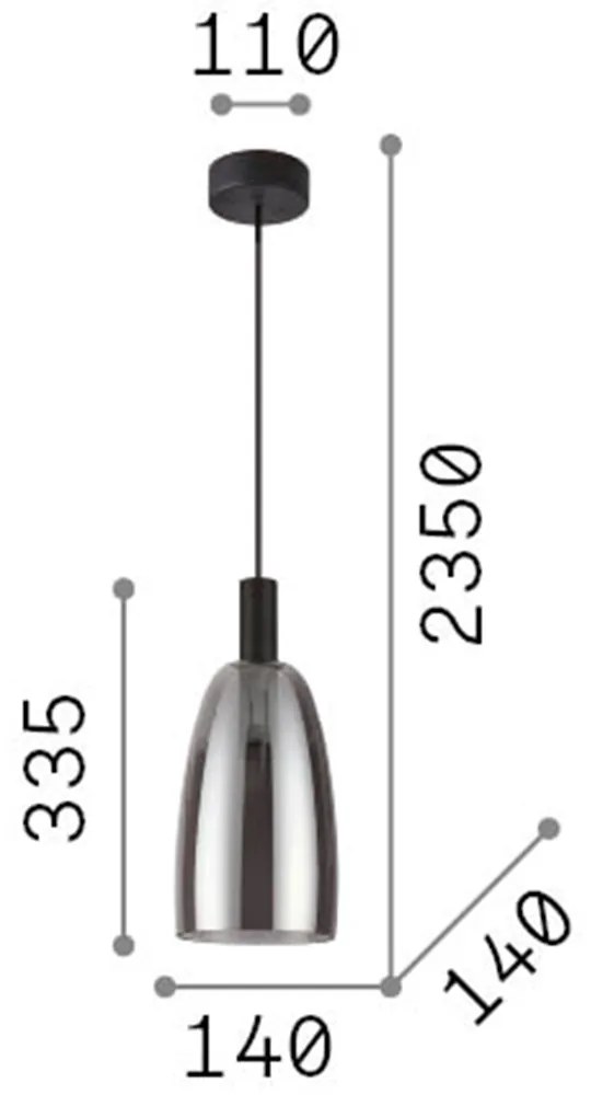 Sospensione Moderna Coco-3 Metallo Fumè Led 7W 3000K Luce Calda