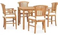 Set da Pranzo da Giardino 5 pz con Cuscini in Legno di Teak cod mxl 35520