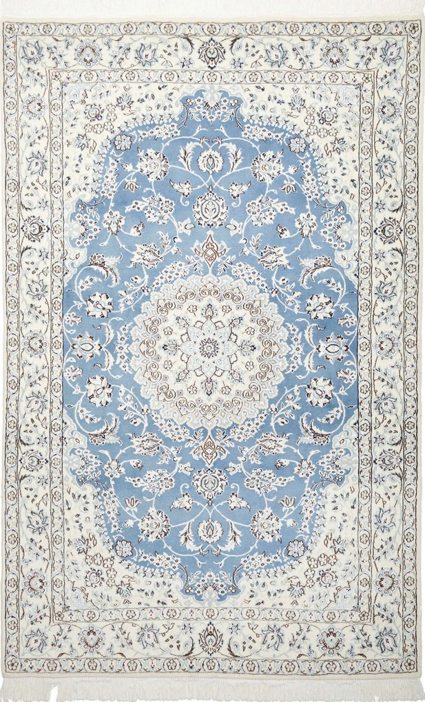 Nain Tappeto 150 x 240 Blu (Iran) Annodato A Mano