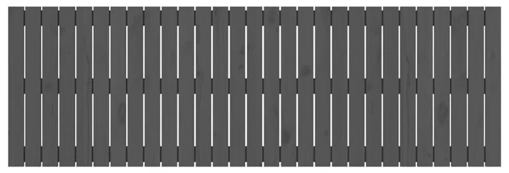 Testiera da parete grigia 185x3x60 cm in legno massello di pino
