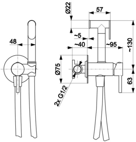 KFA Armatura 5039-512-31 - Rubinetto per bidet con doccia da incasso MOZA oro