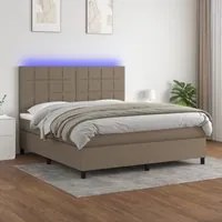 Letto a Molle con Materasso e LED Tortora 180x200 cm in Tessuto 3134897