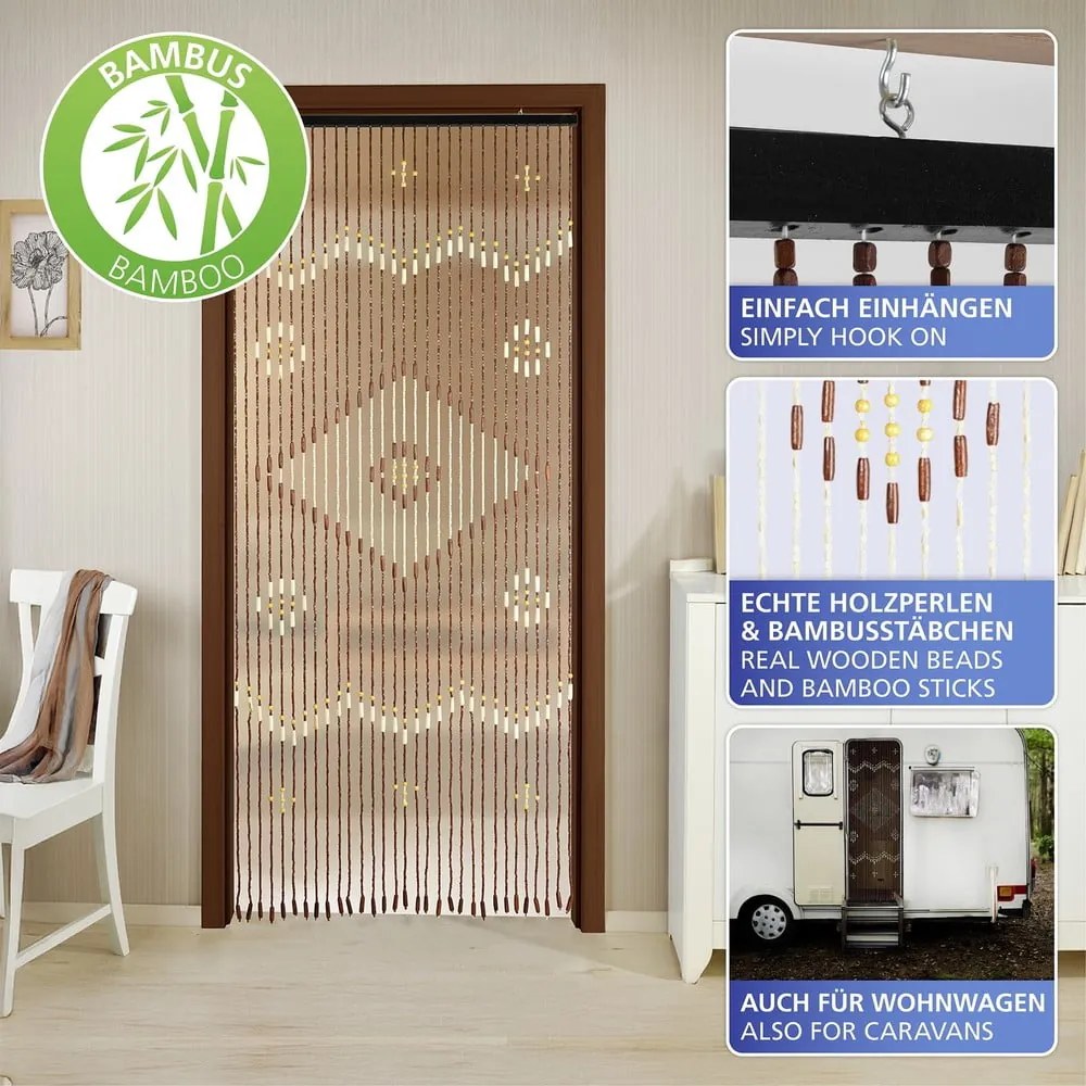 Tenda di colore naturale in bambù per porte 90x200 cm Rhombus – Maximex