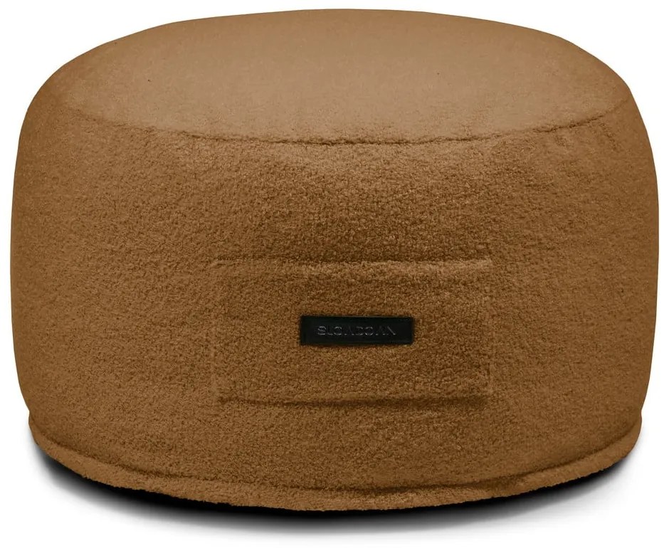 Poggiapiedi marrone con rivestimento in bouclé Om 60 – SLOWDOWN