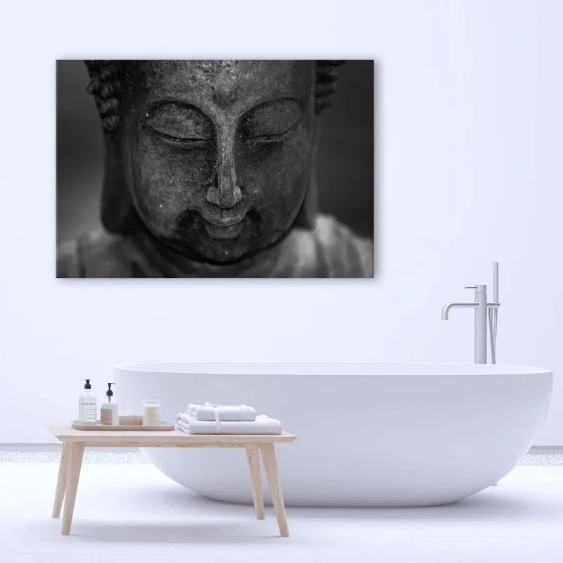 Quadro su tela, Testa di Buddha meditante  Dimensioni 100x70