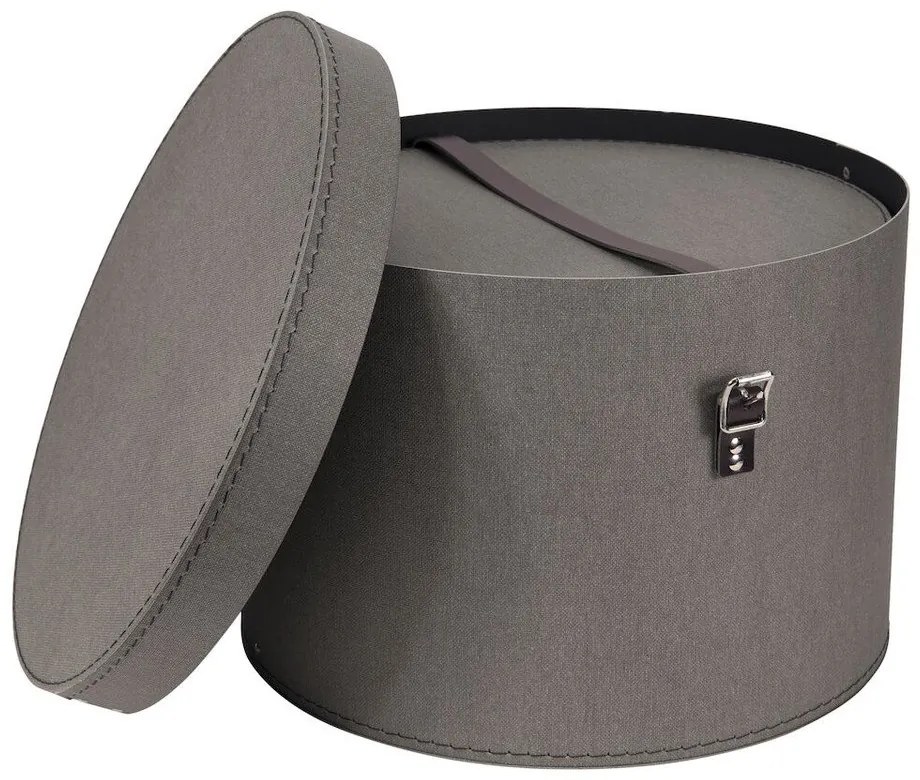 Scatole in set con coperchio grigie in cartone 2 pz ø 37,5x25,5 cm Rut Canvas Paper Laminate – Bigso