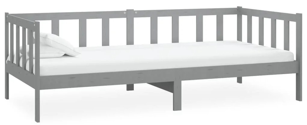 Divano letto con materasso 90x200 cm grigio in legno di pino