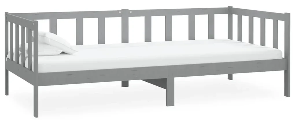 Divano letto con materasso 90x200 cm grigio in legno di pino