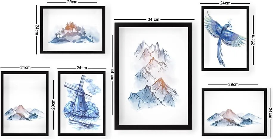 Dipinti in set da 6 pezzi Watercolor - Wallity