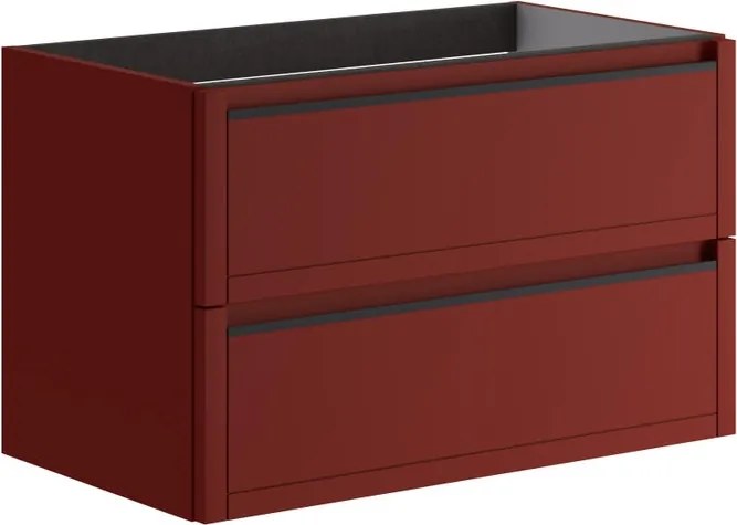 Mobile da bagno sospeso sotto lavabo L 79.5 x H 50 x P 45.5 cm rosso opaco, 2 cassetti TRATTO
