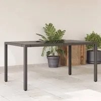 Tavolo da Giardino Piano in Vetro Nero 150x90x75 cm Polyrattan 365589