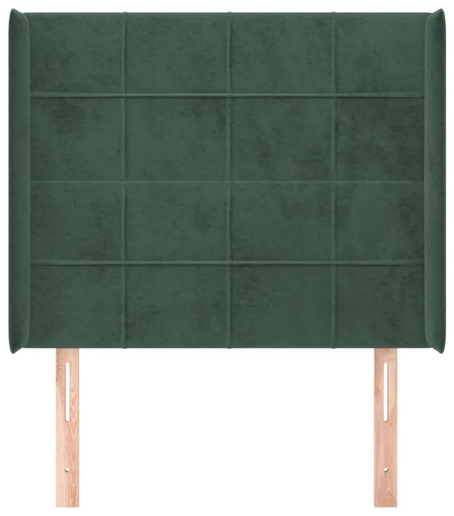 Testiera ad orecchio verde scuro 83x16x118/128 cm in velluto