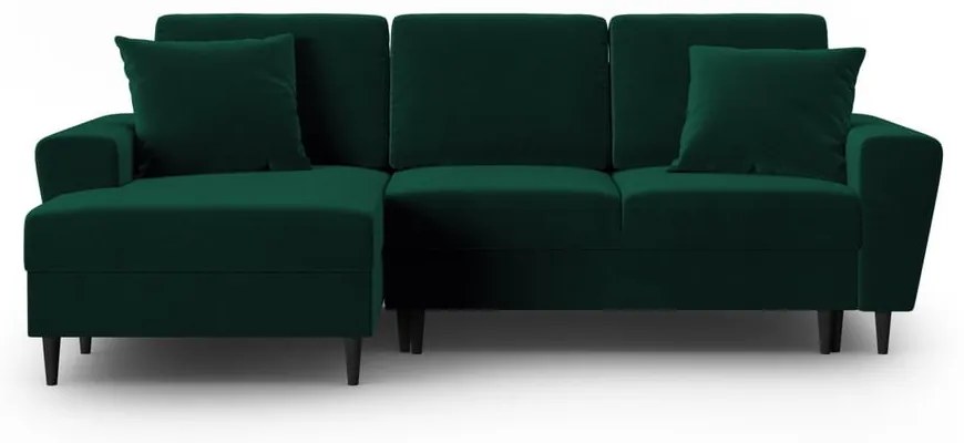 Divano angolare verde allungabile e con contenitore (con penisola a sinistra/con chaise lounge) con rivestimento in velluto Kyoto – Cosmopolitan Design