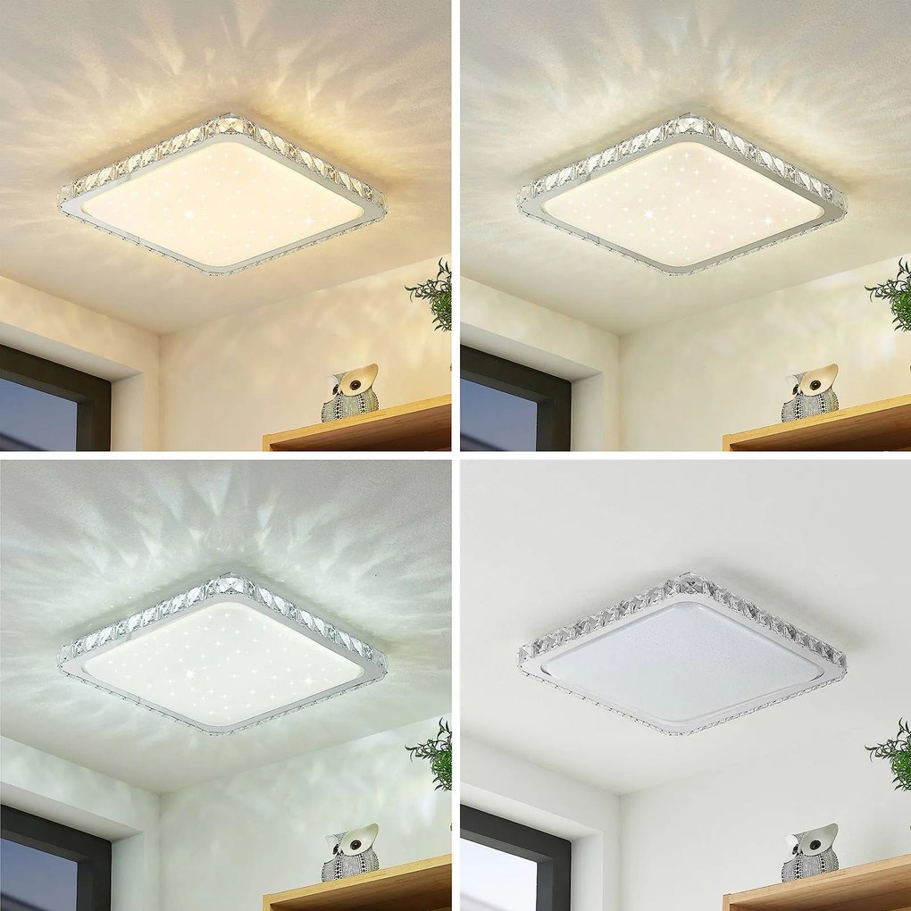 Plafoniera a LED Lorand Lindby, dimmerabile, Bianco / Opale, Soggiorno / Sala da pranzo, Metallo, Moderno, Plafoniera LED
