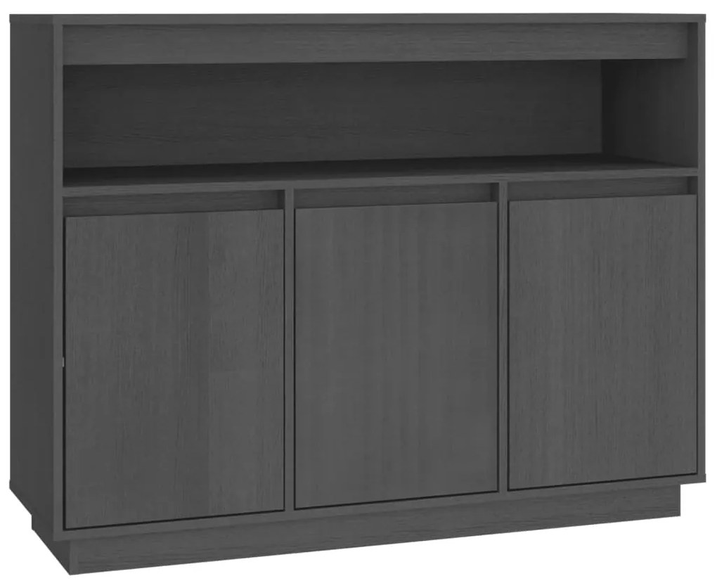 Credenza Grigia 104,5x34x80 cm in Legno Massello di Pino