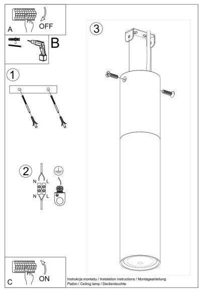 Sollux SL.0635 - Plafoniera PABLO 1xGU10/40W/230V nero