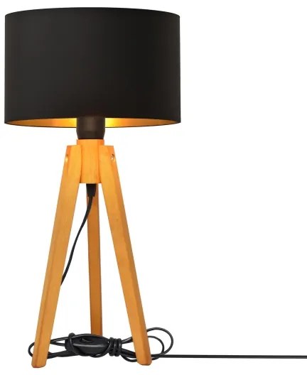 Lampada da tavolo ALBA 1xE27/15W/230V nero/oro/quercia