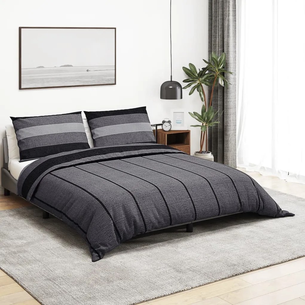 Set Copripiumino Grigio Scuro 155x220 Cm İn Cotone /