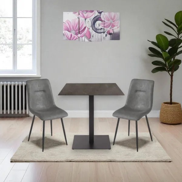 Tavolo bar pub ristorante da esterno 80x80 cm con piano in HPL Piombo H 74